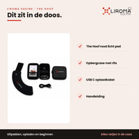 Overzicht van de doosinhoud van The Hoof: pad, case, USB C-kabel en handleiding