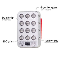 Specificaties van de Liroma Portable Prime: leds, golflengten, lichtintensiteit en gewicht